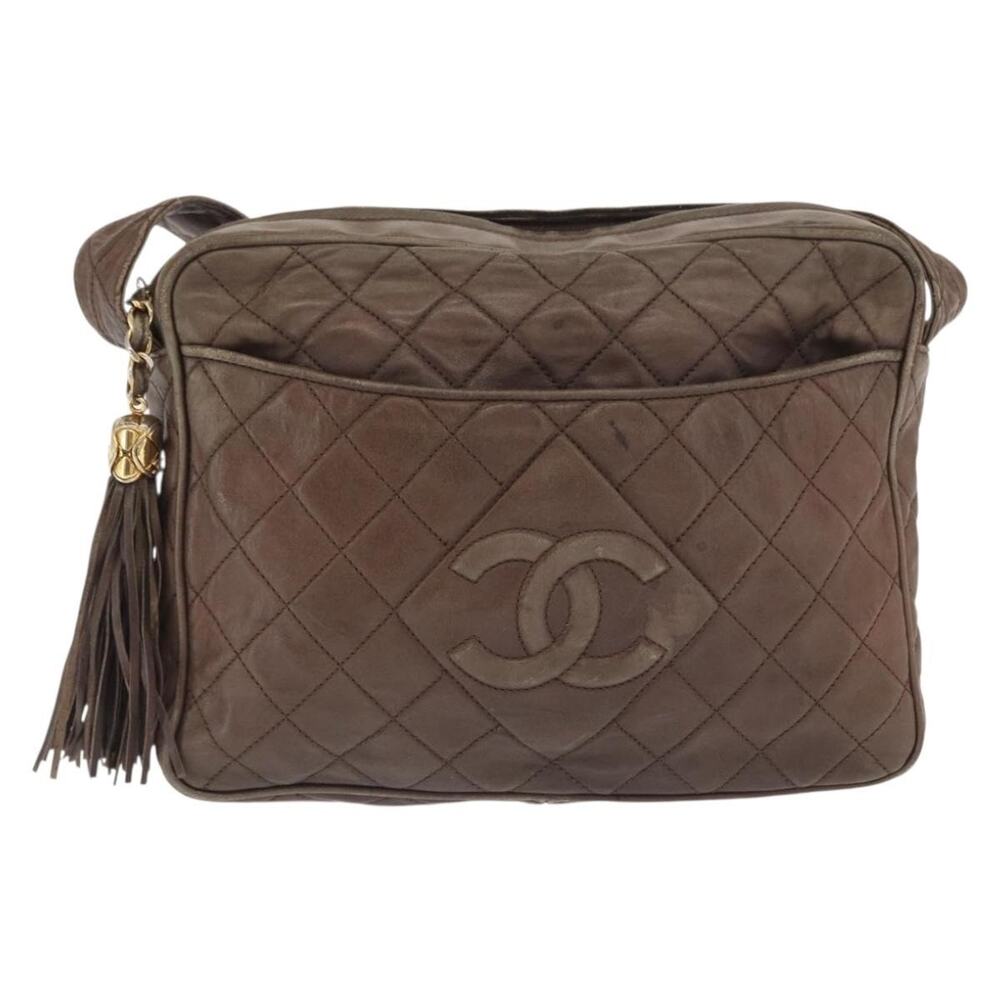 Chanel Matelasse Leather CC Logo Shoulder Bag Brown